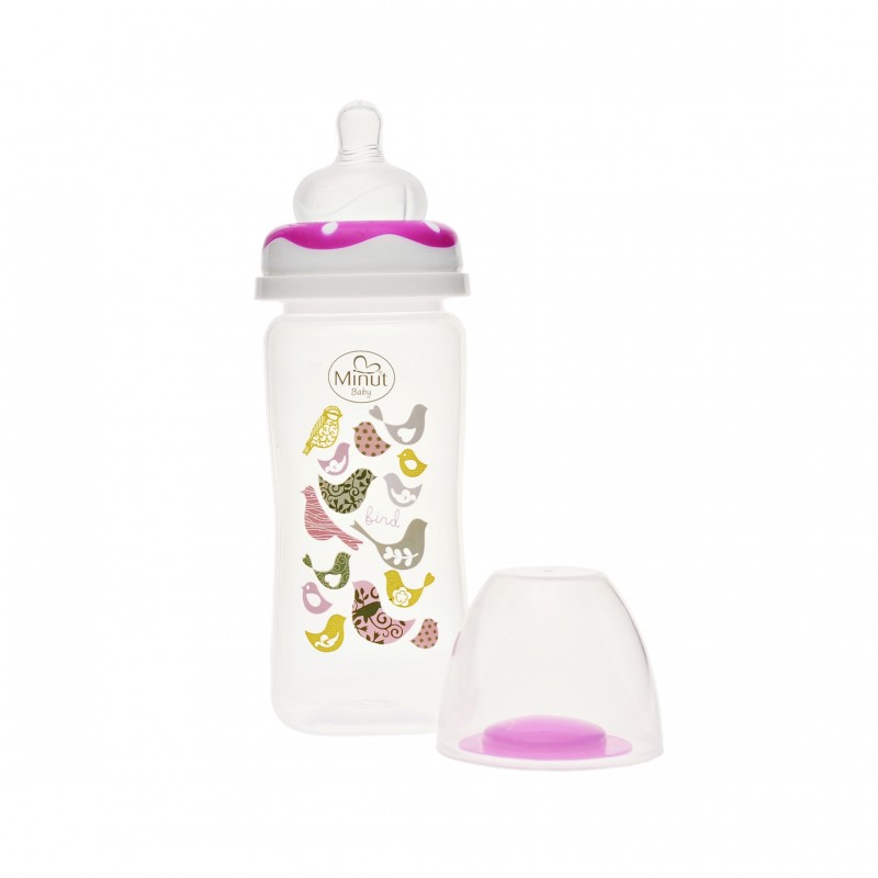 Biberon 270ml Gât Larg 3+ Minut Baby Roz - imagine 2