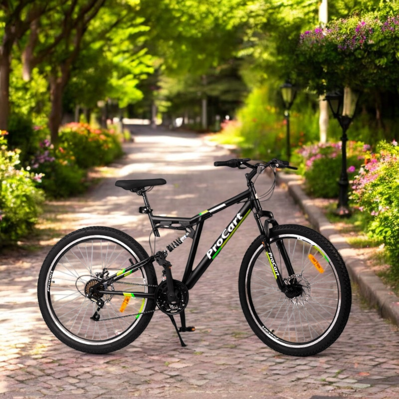 Bicicleta Procart MTB Full Suspension Verde 26" 21V - imagine 6