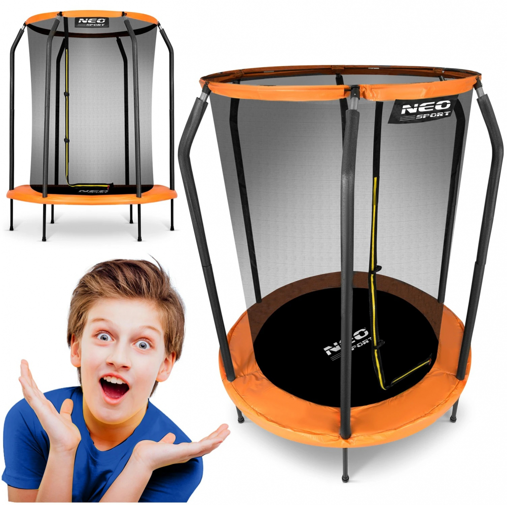Trambulina Neo-Sport 152cm cu Plasa, Portocalie - imagine 2