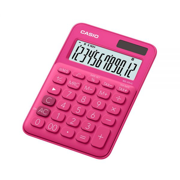Calculator Birou Casio MS-20UC, 12 Cifre, Rosu