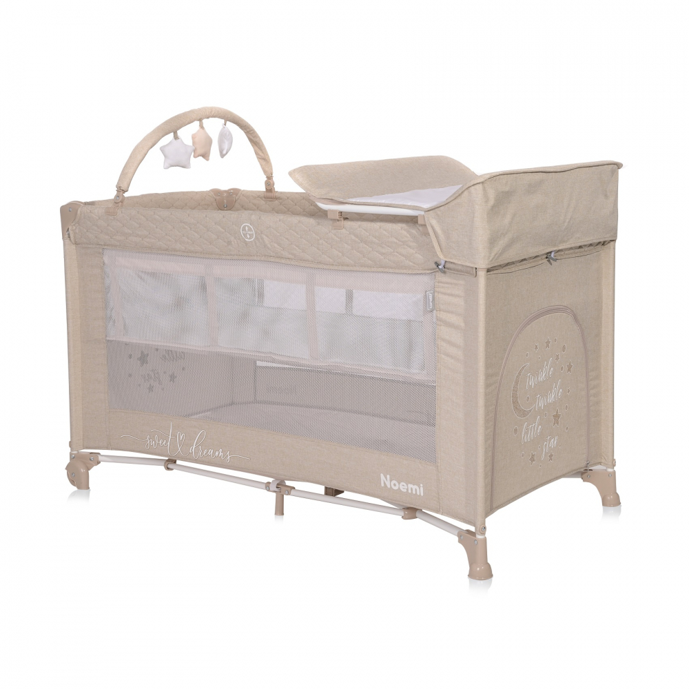 Patut pliabil Lorelli Noemi Plus 2 nivele, Beige Star - imagine 3