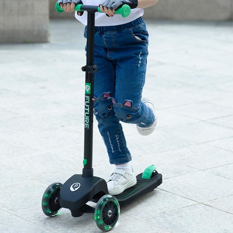 Trotineta Qplay Future Verde, 3 Roți LED, Pliabilă - imagine 6