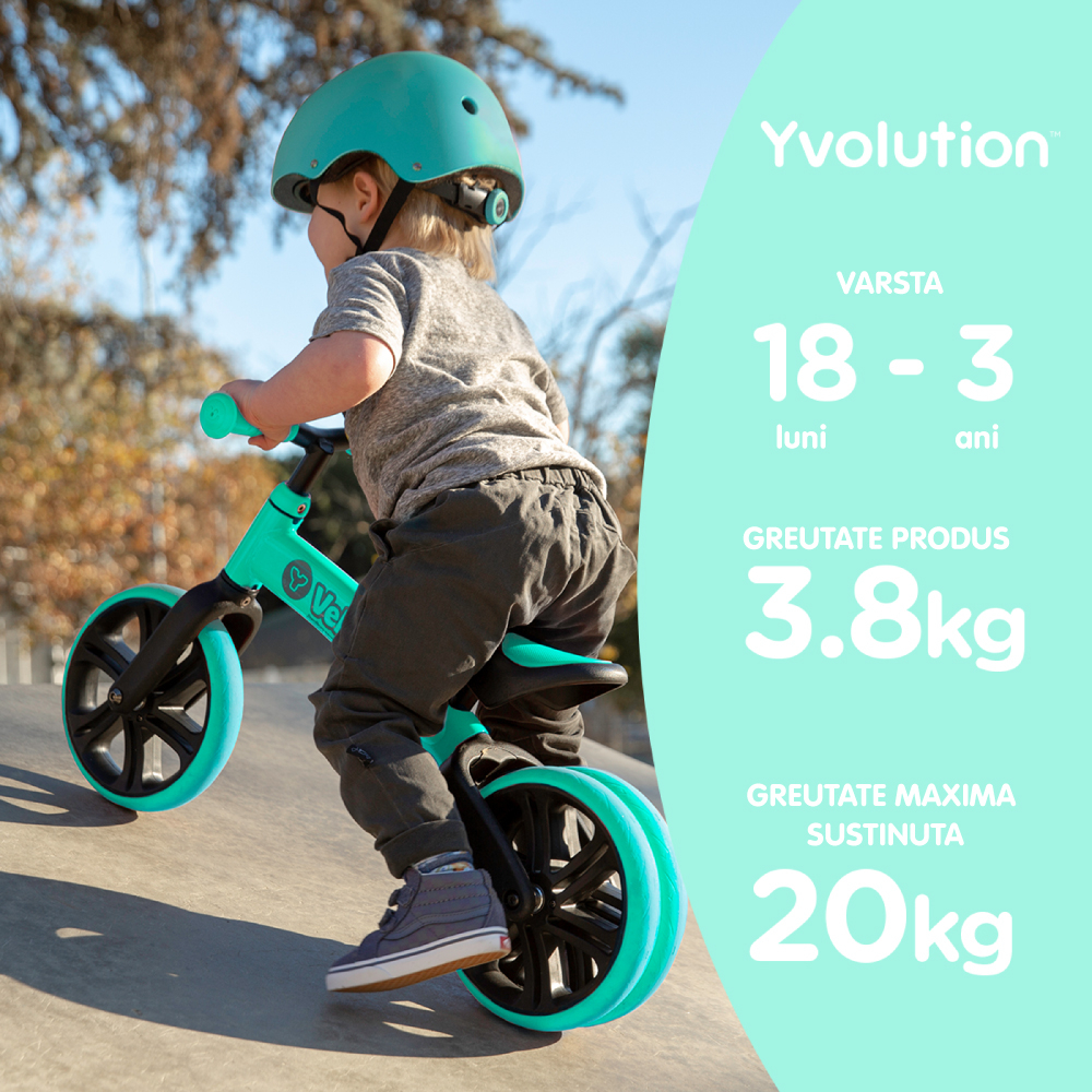 Bicicleta Yvolution Y Velo Junior Verde, Fără Pedale - imagine 5