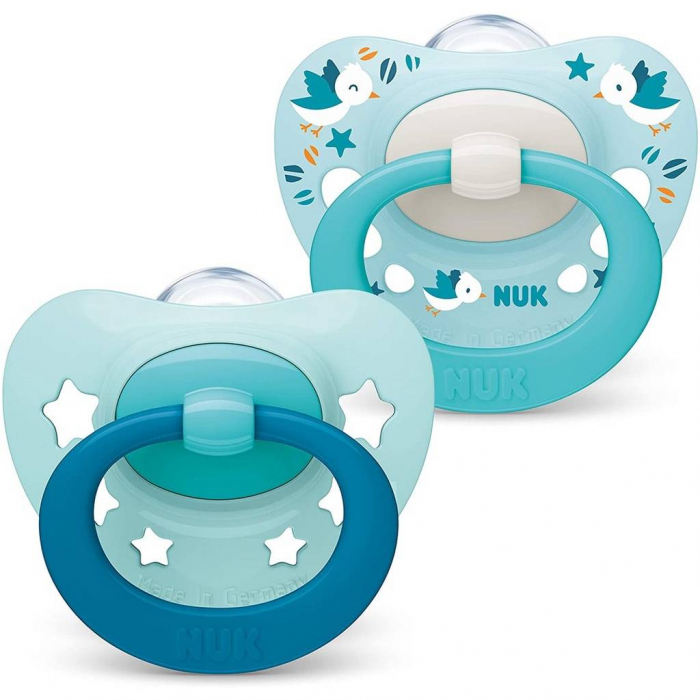 Suzete Nuk Signature Silicon M1, 0-6 luni, Albastru, Set 2 Buc