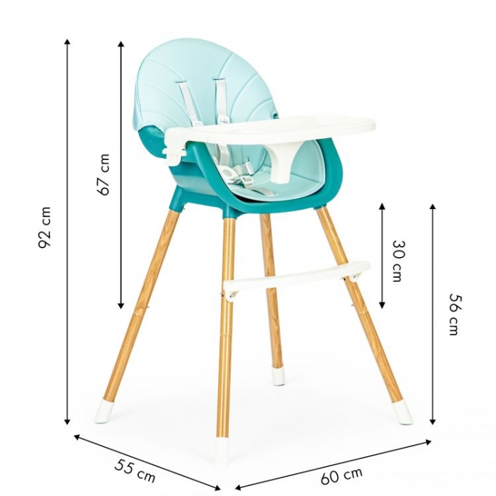 Scaun de masă 2în1 Ecotoys HA-004 Albastru Reglabil - imagine 4