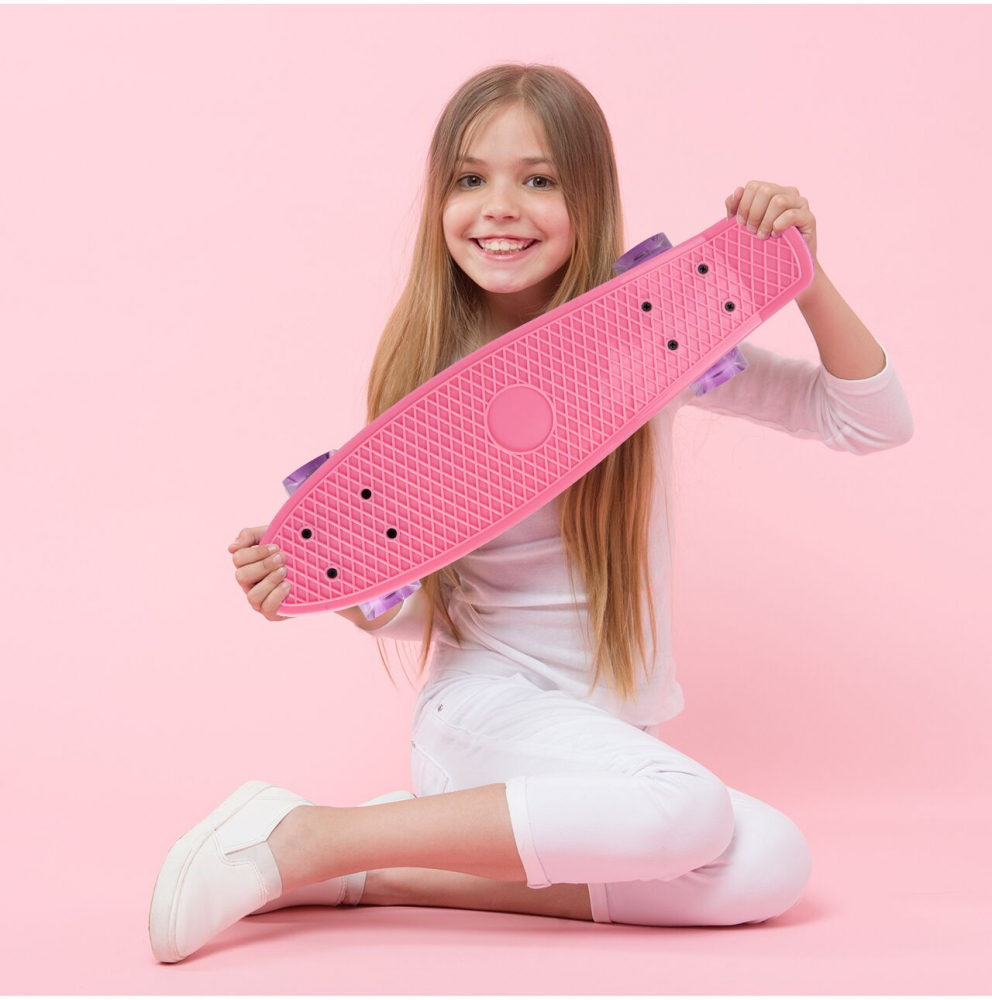 Skateboard cu LED-uri Malplay Roz, 56x15cm - imagine 6