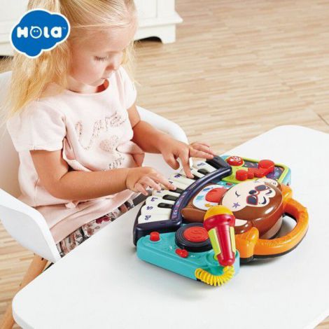 Pianina DJ Hola cu Microfon și Lumini - Jucărie Interactivă - imagine 7