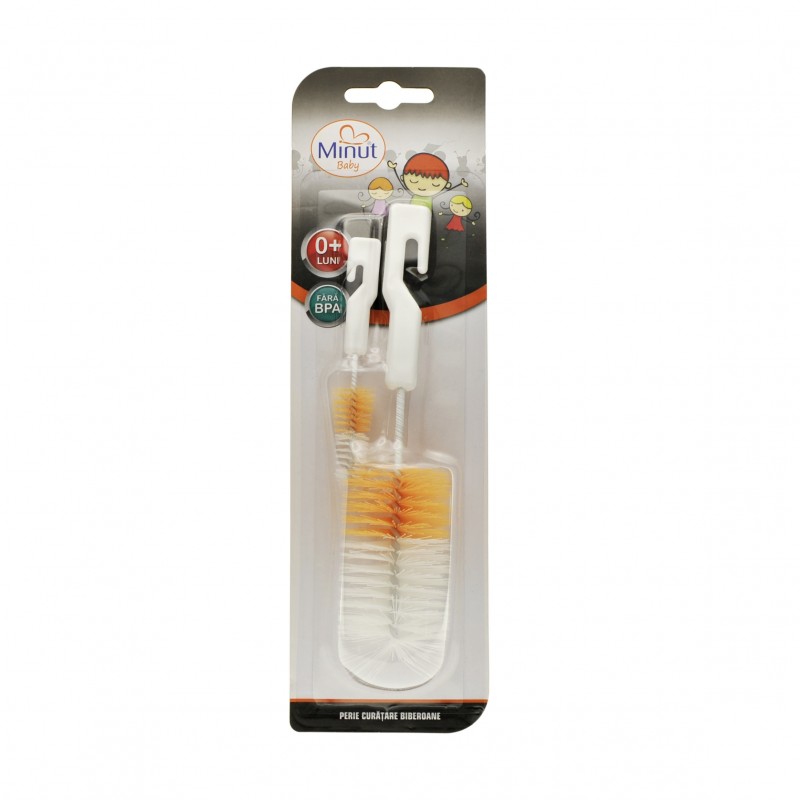 Perie Curățare Biberon Minut Baby, Set 2 Bucăți - imagine 2