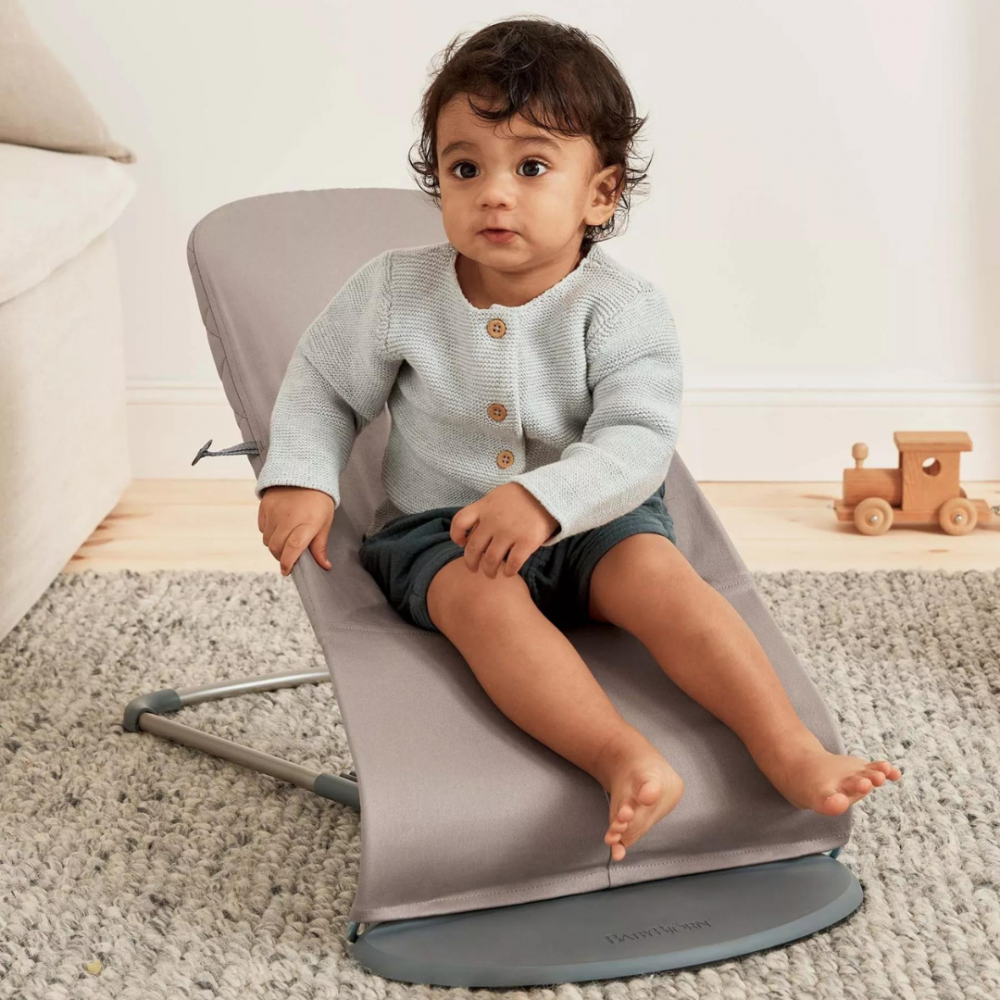 Balansoar BabyBjorn Bliss Sand Grey, ergonomic, matlasat - imagine 4