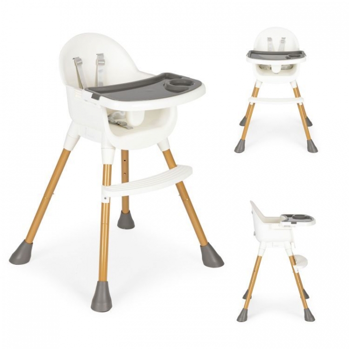 Scaun de masă Ecotoys HA-042 Alb, cu Tavă Detașabilă