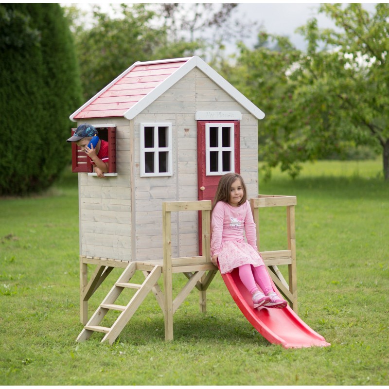 Casuta Gradina Wendi Toys Roz cu Tobogan - imagine 6