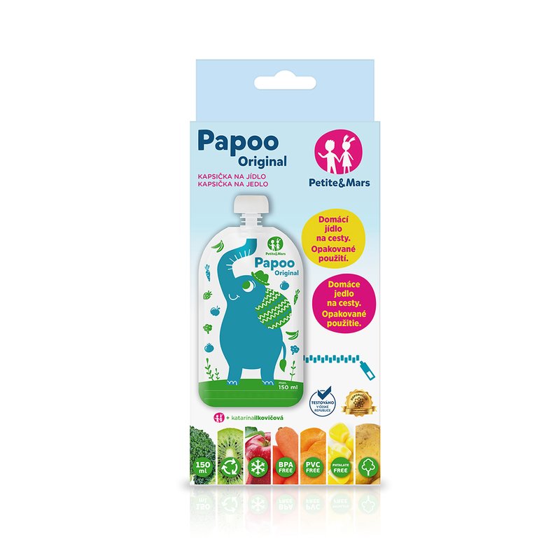 Set 6 pungi reutilizabile Papoo Albastru