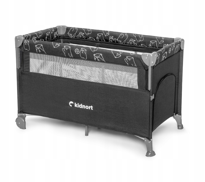 Patut pliabil 3in1 Kidnort cu saltea Dark Grey - imagine 5