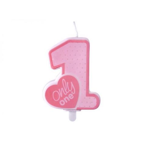 Lumanare Cifra 1 Roz Deschis Party Deco