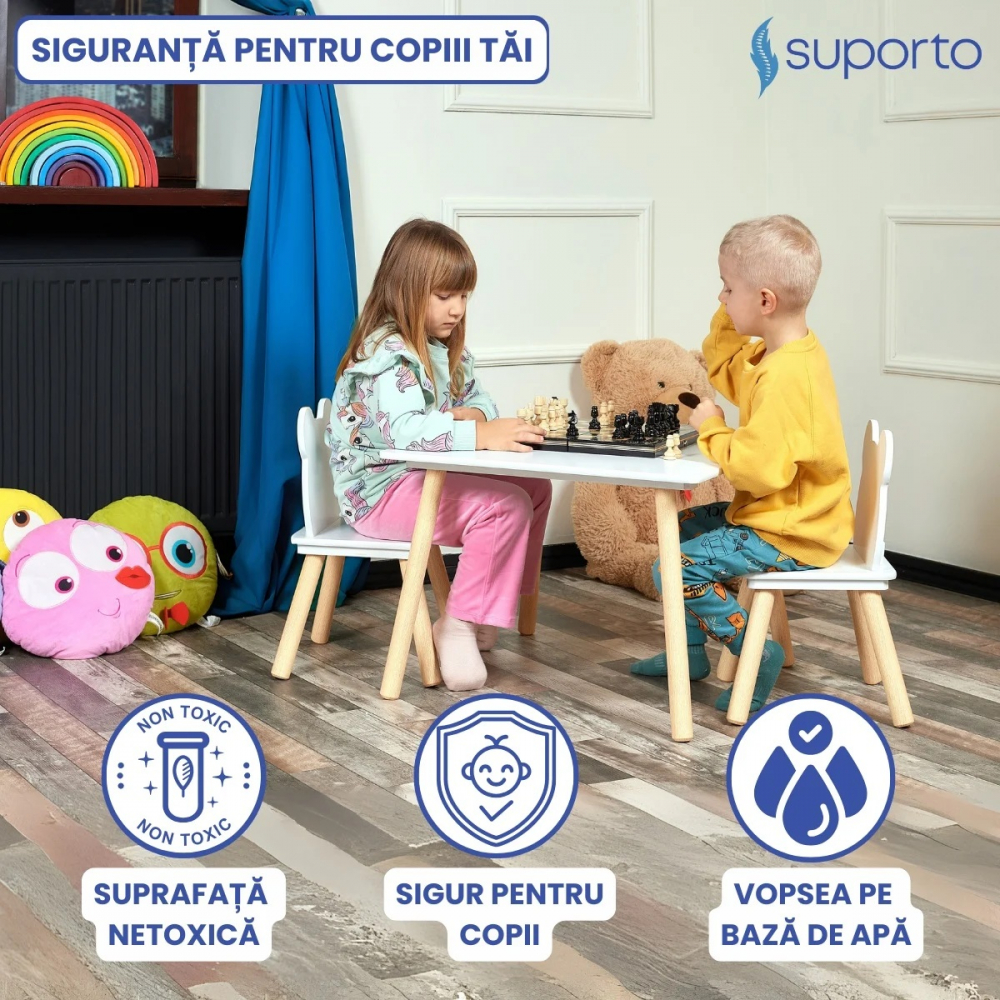 Set Masa Copii Suporto cu Scaune Ursulet - imagine 2