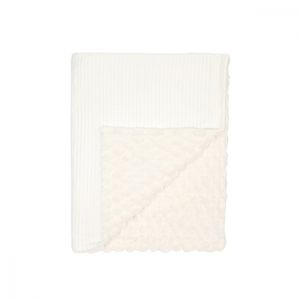Patura Bebe Twins Velur Moale 3D Alb