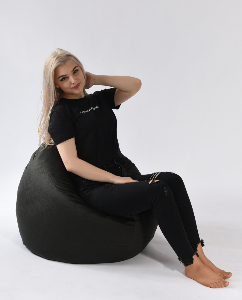 Fotoliu Pufrelax Relaxo Black Velvet, Huse Detasabile