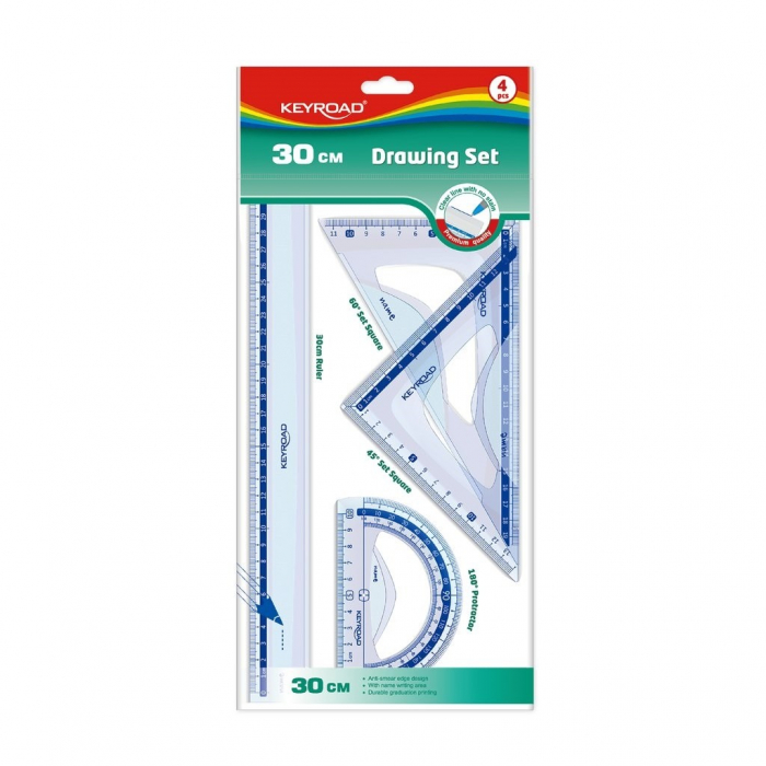 Set Geometrie Keyroad 4 Piese, Plastic, 30 cm
