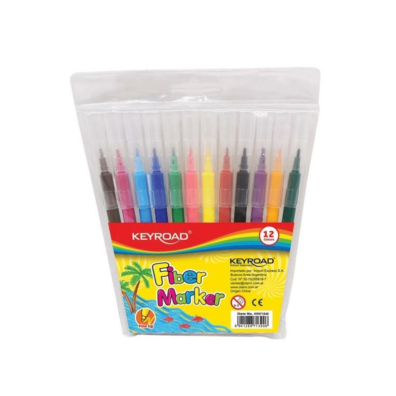Carioci Keyroad Lavabile, 12 Culori - Set Colorat