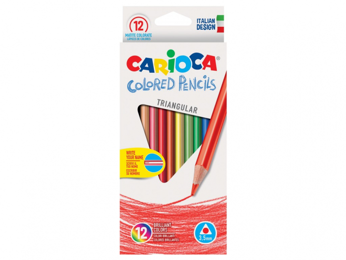Set Creioane Colorate Triunghiulare Carioca 12 Buc
