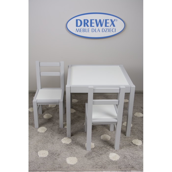 Set Masa 2 Scaune Drewex Alb/Gri