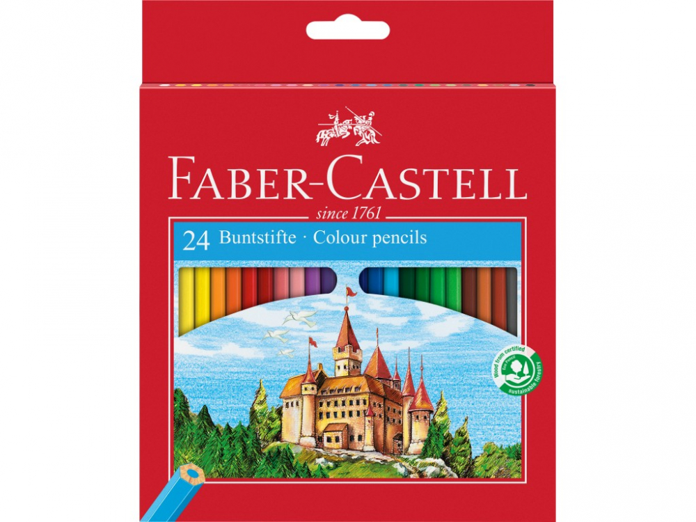 Set 24 Creioane Colorate Faber-Castell Hexagonale