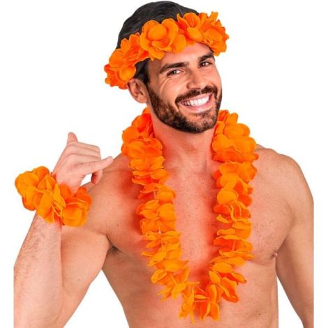 Set Hawaii Portocaliu Widmann | Costum Carnaval - imagine 3