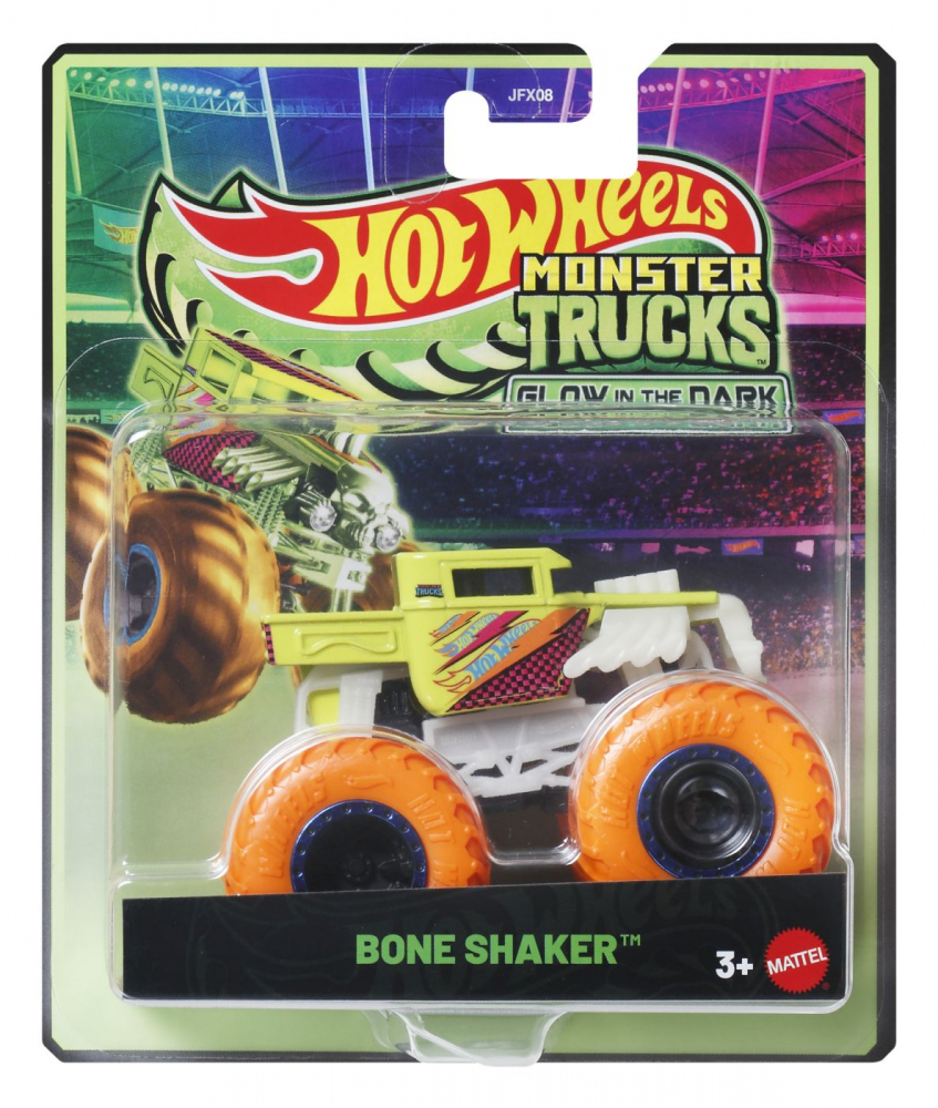 Hot Wheels Bone Shaker - Strălucește în Întuneric Mattel