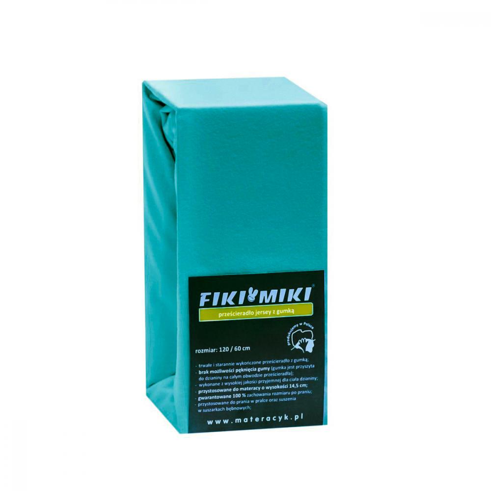 Cearsaf Jerse Bumbac Turcoaz 120x60 Fiki Miki - imagine 2
