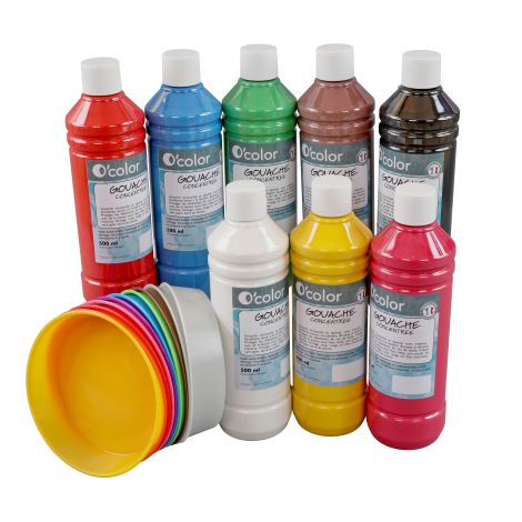 Set Guașă Ocolor 8 Culori + 10 Boluri Pictură