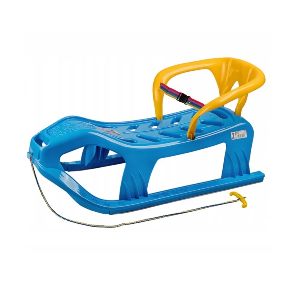Sanie Marmat Snow Star, 90cm, cu Spătar Albastru - imagine 2