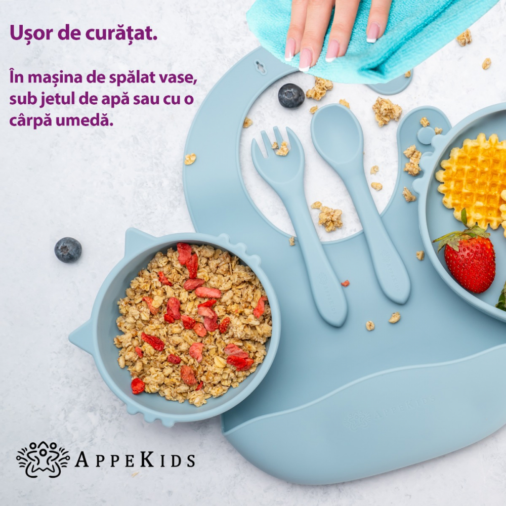 Set Diversificare AppeKids Silicon, 5 Piese, Aqua Blue - imagine 4