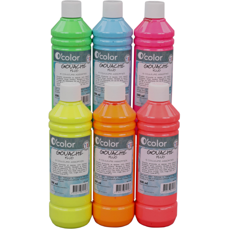 Ocolor Guasa Lavabila Fluorescent 6x500ml