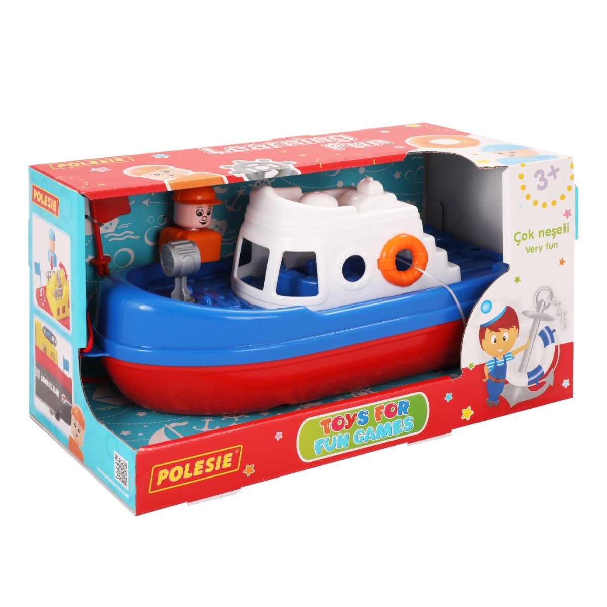 Set Barca cu Figurina Polesie, 30 cm, pe Roti