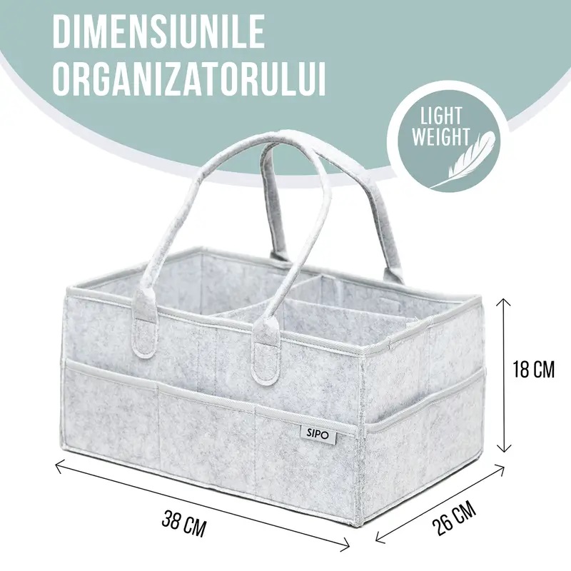 Organizator Scutece Sipo, 8 Buzunare, Gri
