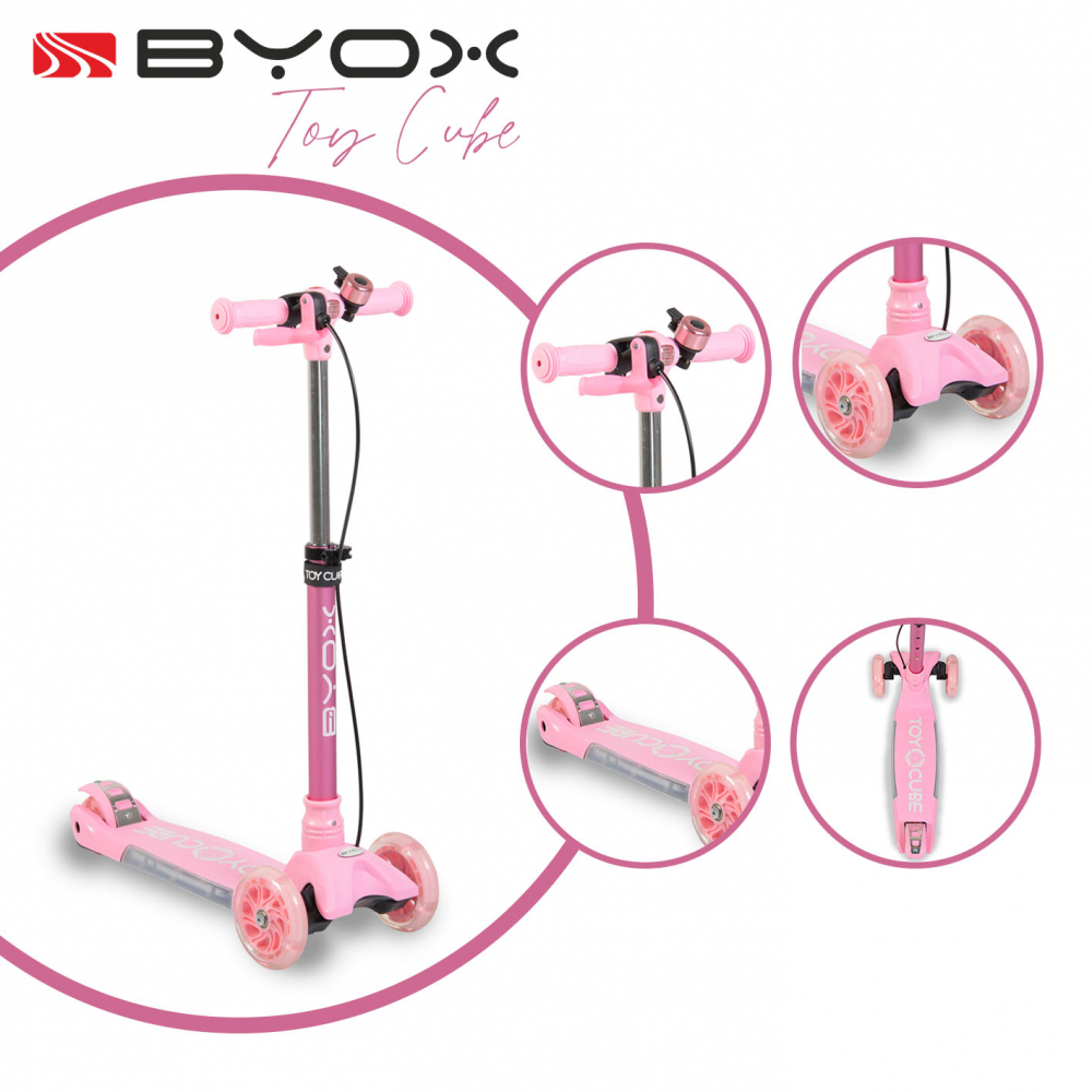 Trotineta Byox Pink LED, Pliabilă - imagine 8