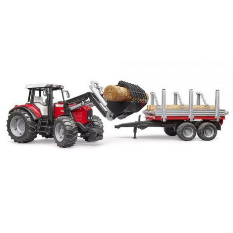 Bruder Tractor Massey Ferguson 7480 cu Remorcă - imagine 2