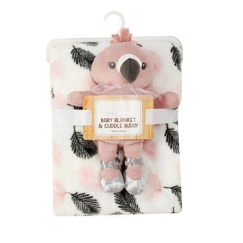 Set Cadou Infancie Bebeluși cu Paturică și Flamingo