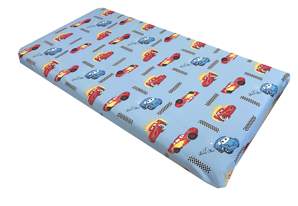Cearsaf cu elastic Deseda Cars, 120x60 cm