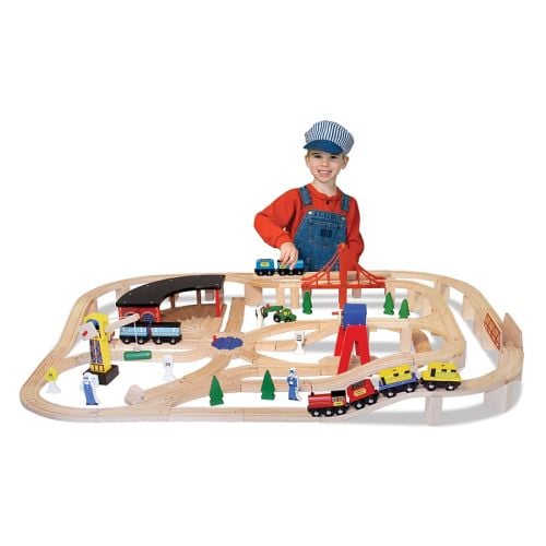 Set Trenulet Lemn cu Depou Melissa & Doug