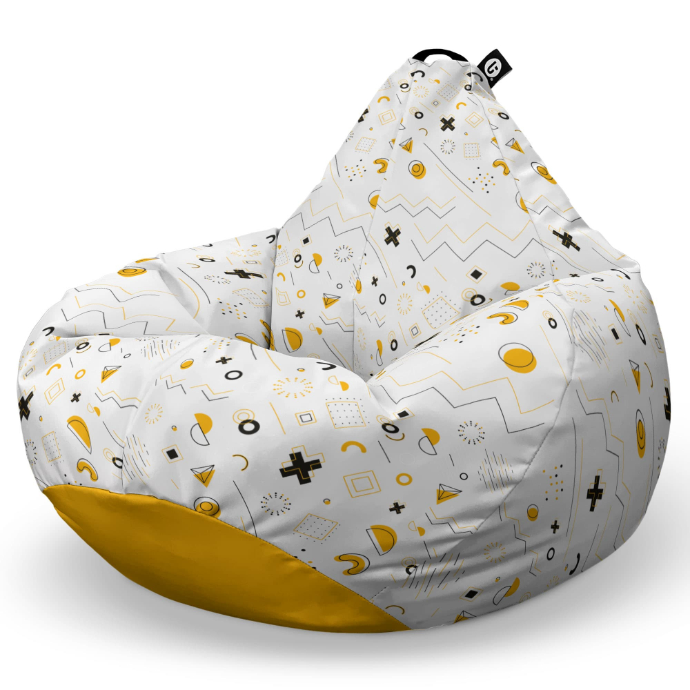 Fotoliu Puf XL Updeco Memphis Alb-Galben - imagine 6