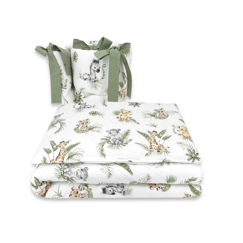 Lenjerie Patut 3 Piese Qmini Safari cu Protectie - imagine 2