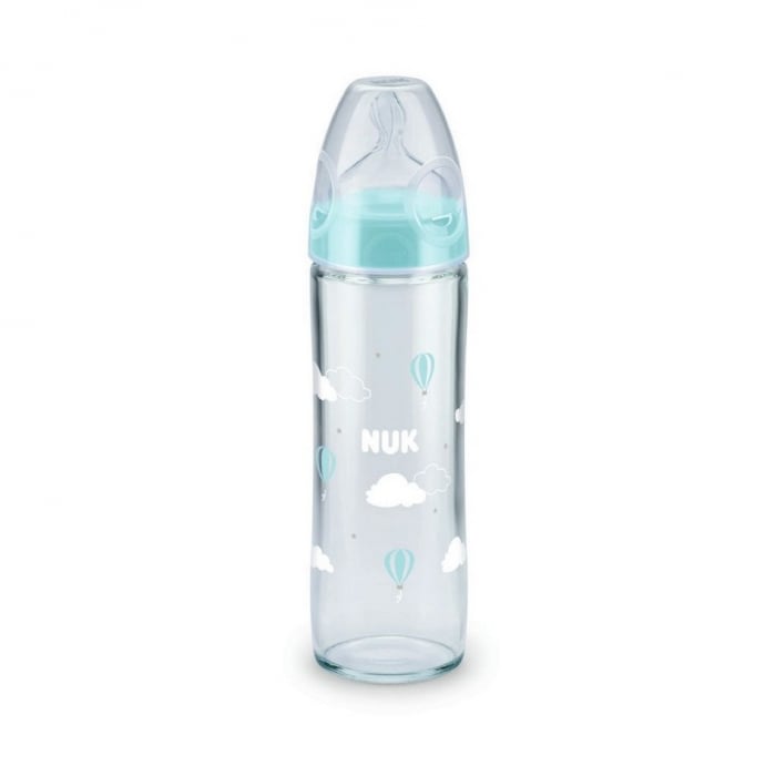Biberon NUK New Classic Sticlă 240 ml, 0-6 luni, Bleu