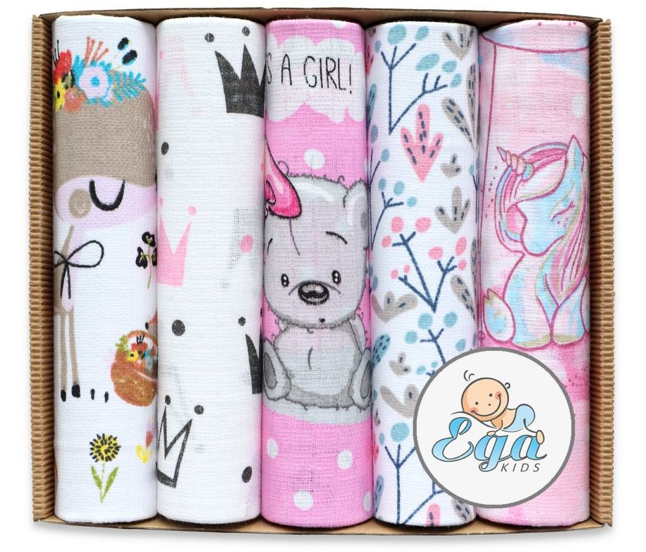 Set 5 Scutece Muselina Egakids Eco Box Pink - imagine 2
