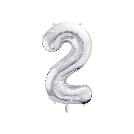 Balon Cifra 2 Argintiu Party deco | Aniversare 2 Ani
