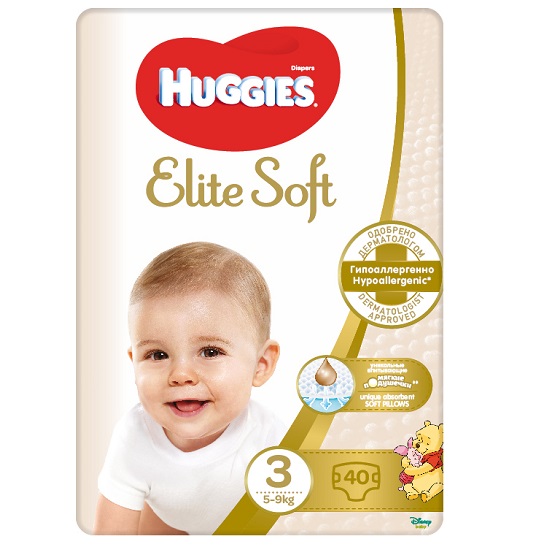 Scutece Huggies Elite Soft 3, 5-9kg, 40 buc