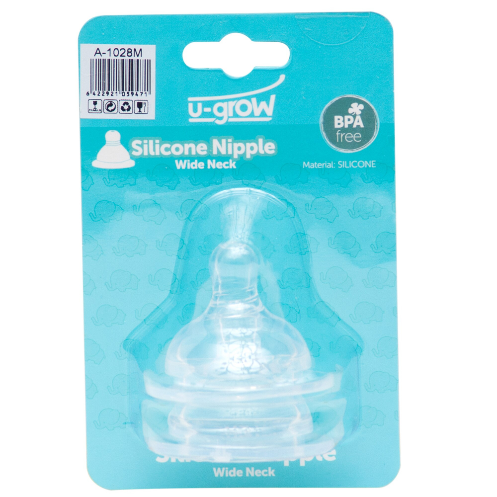 Set 2 tetine U-Grow M, silicon moale, gât larg