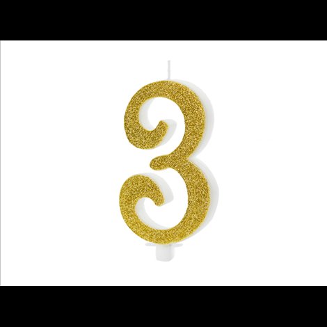 Lumanare Cifra 3 Aurie Party deco | Decor Tort
