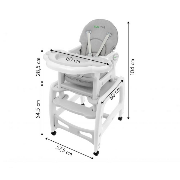 Scaun de masa 3 in 1 Ecotoys HC-223 Gri - imagine 5