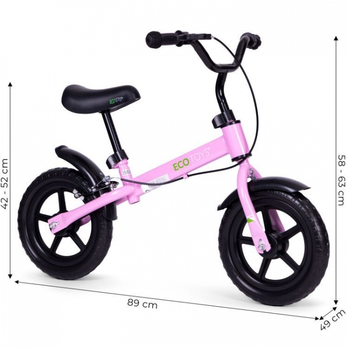 Bicicleta Ecotoys Roz | Echilibru Sigur - imagine 4